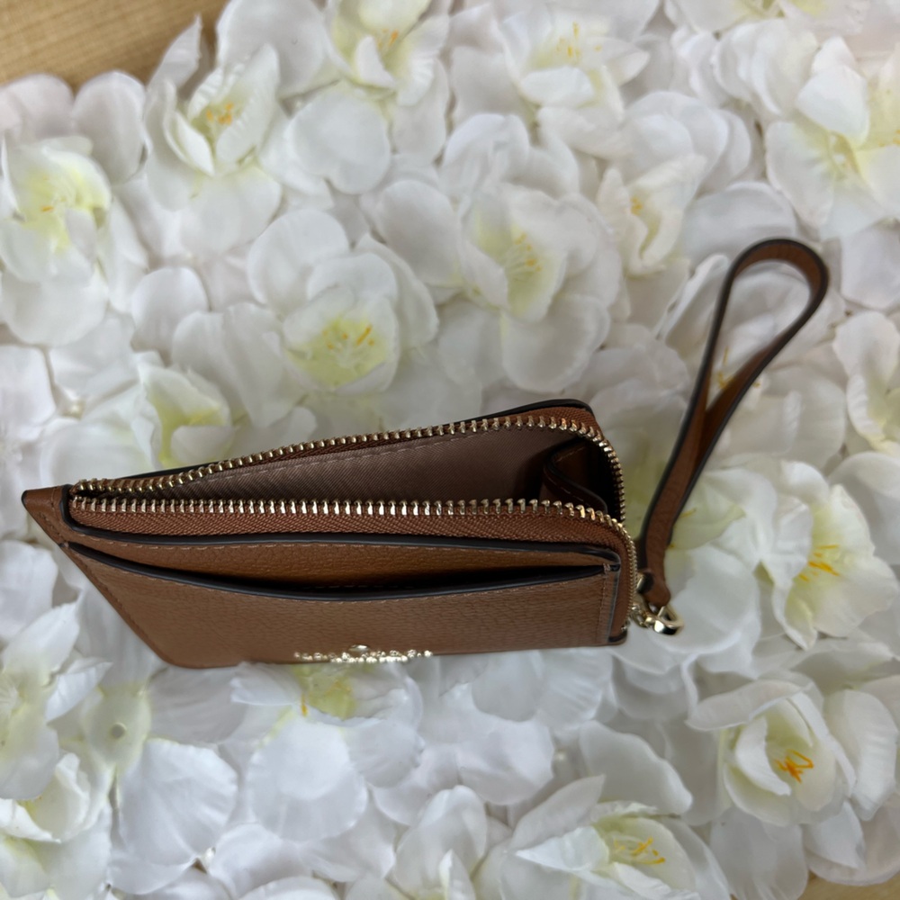 kate spade Brown Pebbled Leather Wristlet Card Holder NEW - Picture 9 of 10